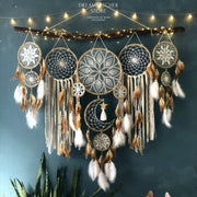 Ensemble macramé mural bohème fait main, attrape-rêves décoratifs — VITALIA PARIS