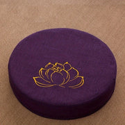Coussin de méditation Lotus rond épais, broderie fleur de lotus dorée — VITALIA PARIS