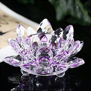 Photophore cristal lotus, détail des pétales facettés — VITALIA PARIS