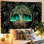 Tapisserie mandala arbre de vie, version verte, ambiance bohème — VITALIA PARIS