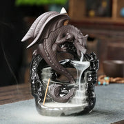 Brûleur encens dragon céramique, fumée descendante en cascade — VITALIA PARIS