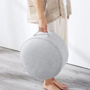 Coussin de méditation zafu rond en lin naturel, assise épaisse — VITALIA PARIS