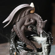 Brûleur d'encens dragon impérial, détail sculpté céramique — VITALIA PARIS