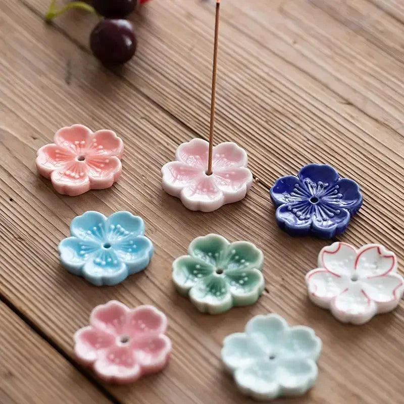Porte-encens en céramique fleur de cerisier