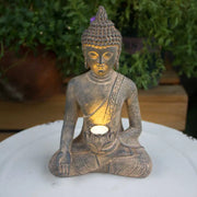 Statue Bouddha jardin zen meditation, vue de face exterieur — VITALIA PARIS