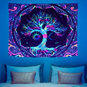 Tapisserie murale mandala arbre de vie, motif coloré céleste — VITALIA PARIS