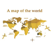 Carte du monde murale 3D Atlas finition dorée