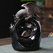 Brûleur d'encens à reflux Dragon en céramique, sculpture prestige — VITALIA PARIS
