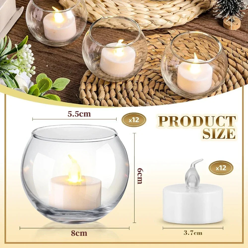 Photophores boule en verre – lot de 6 ou 12 – vue 2