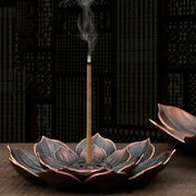 Porte-encens lotus en alliage avec un bâtonnet fin
