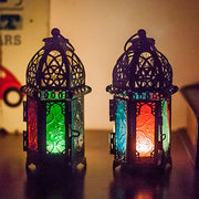 Bougeoir lanterne marocaine en métal, lumière tamisée colorée — VITALIA PARIS