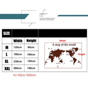 Guide des dimensions de la carte du monde murale Atlas