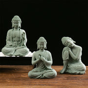 Statue Bouddha gres zen, vue d'ensemble des postures meditation — VITALIA PARIS