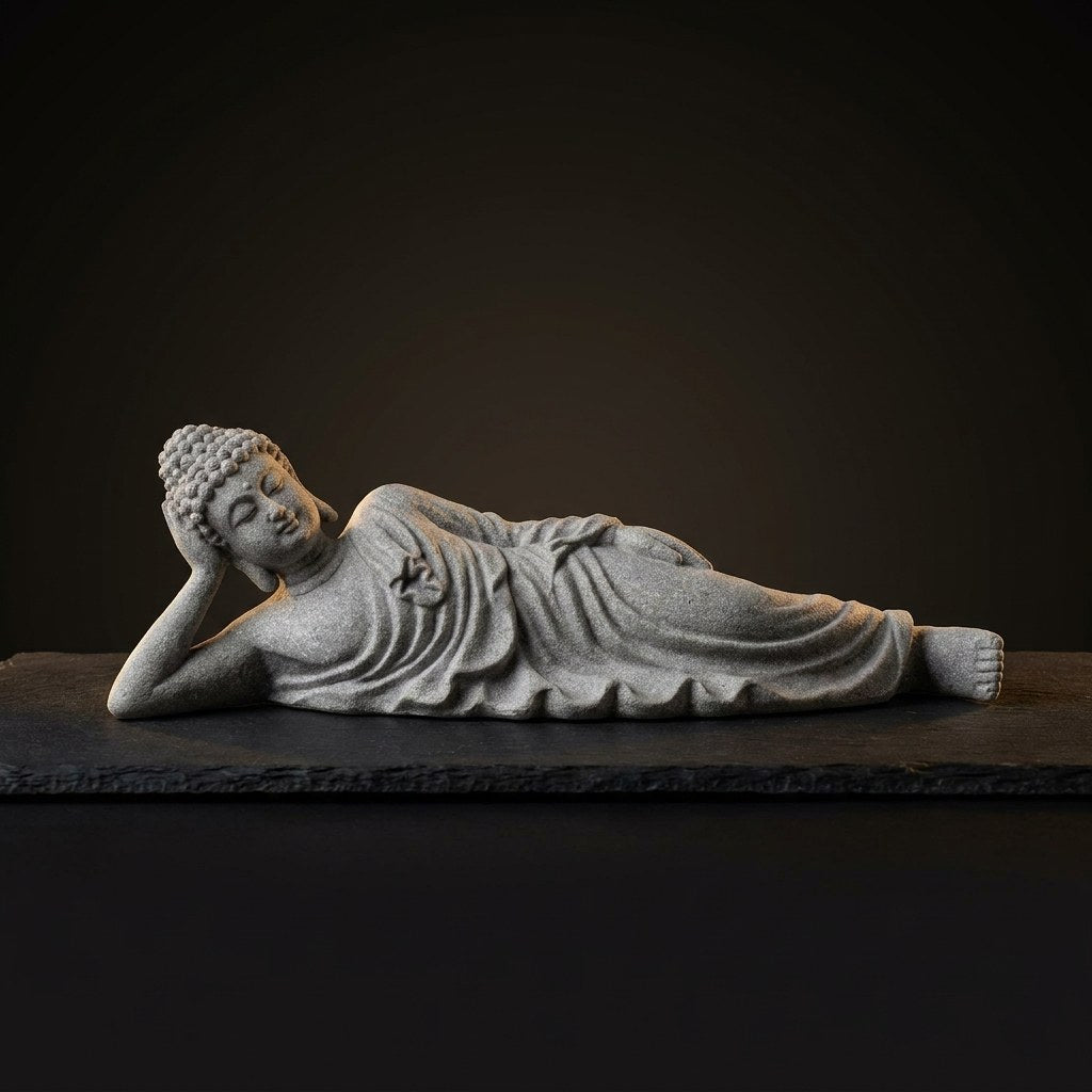 Bouddha couché en pierre – mini statue
