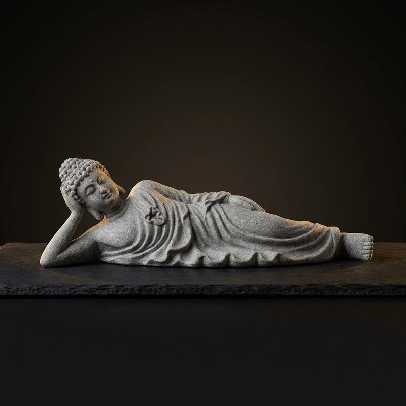Bouddha couché en pierre – mini statue