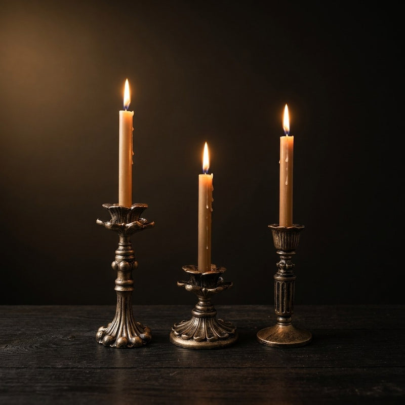 Bougeoir vintage aspect bronze pour bougie fine