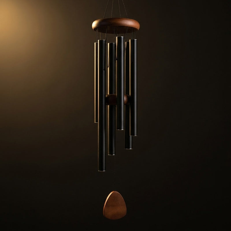 Carillon éolien noir 94 cm – 6 tubes en aluminium