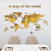 Carte du monde Atlas dorée en acrylique miroir