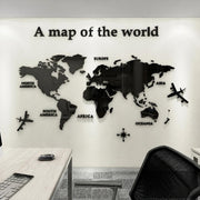 Carte du monde Atlas noire en acrylique miroir