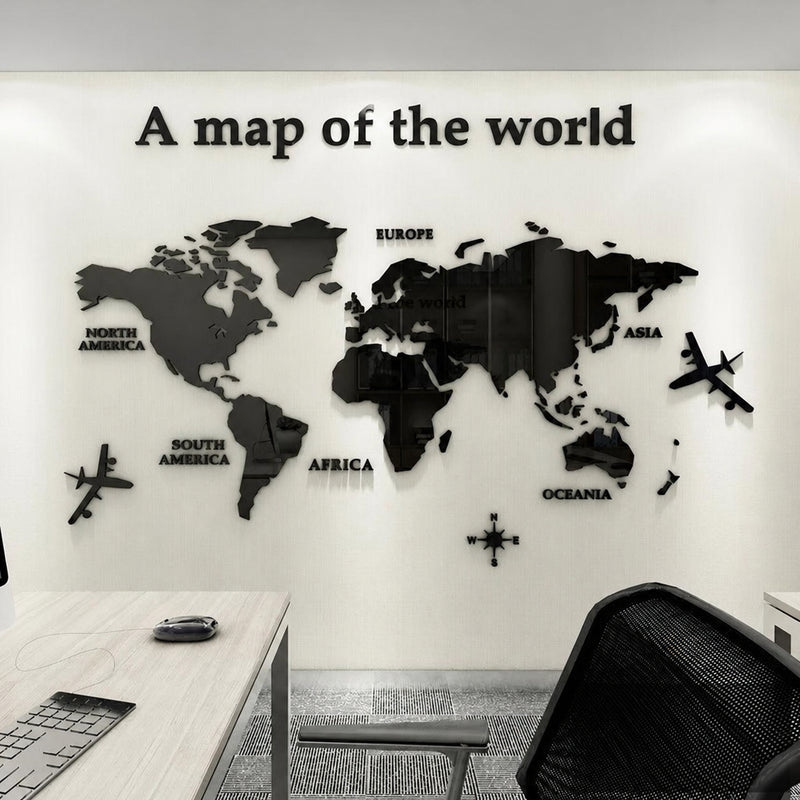 Carte du Monde Murale 3D Atlas — Noir ou Doré