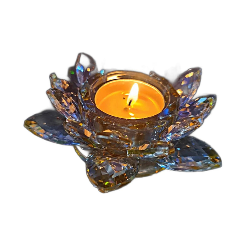 Bougeoir Lotus transparent en verre – 1 pièce