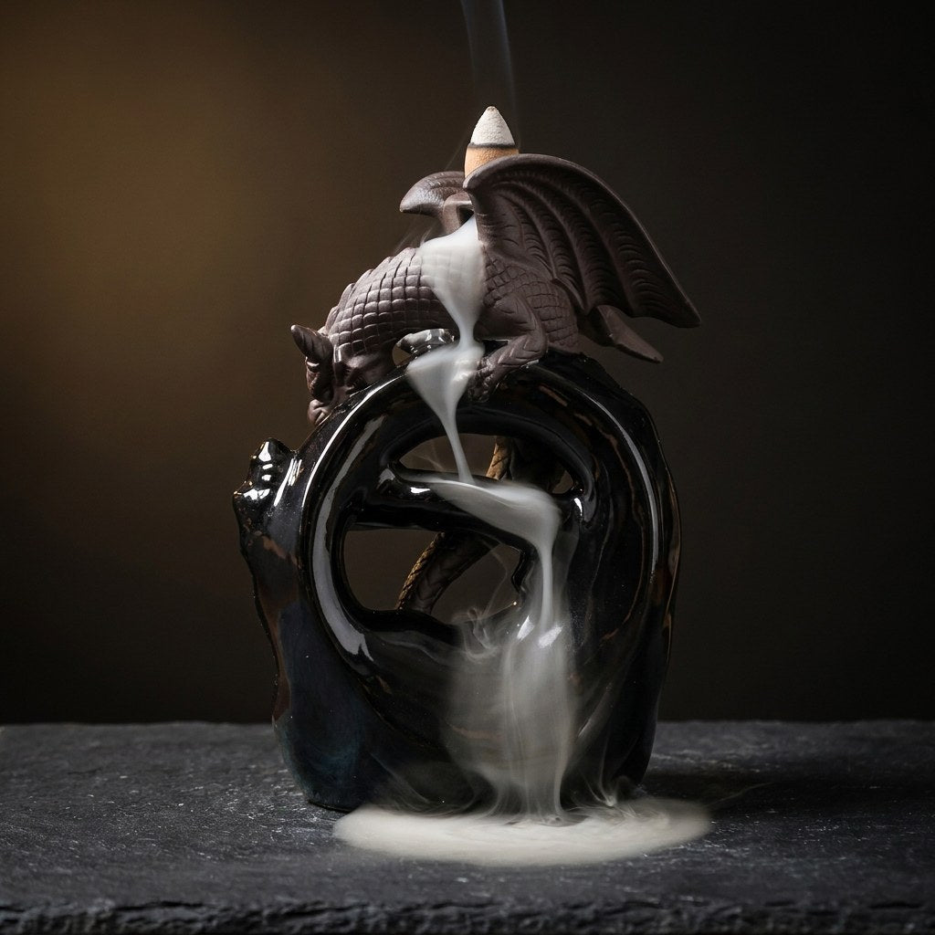 Brûleur d’encens à reflux Dragon en céramique
