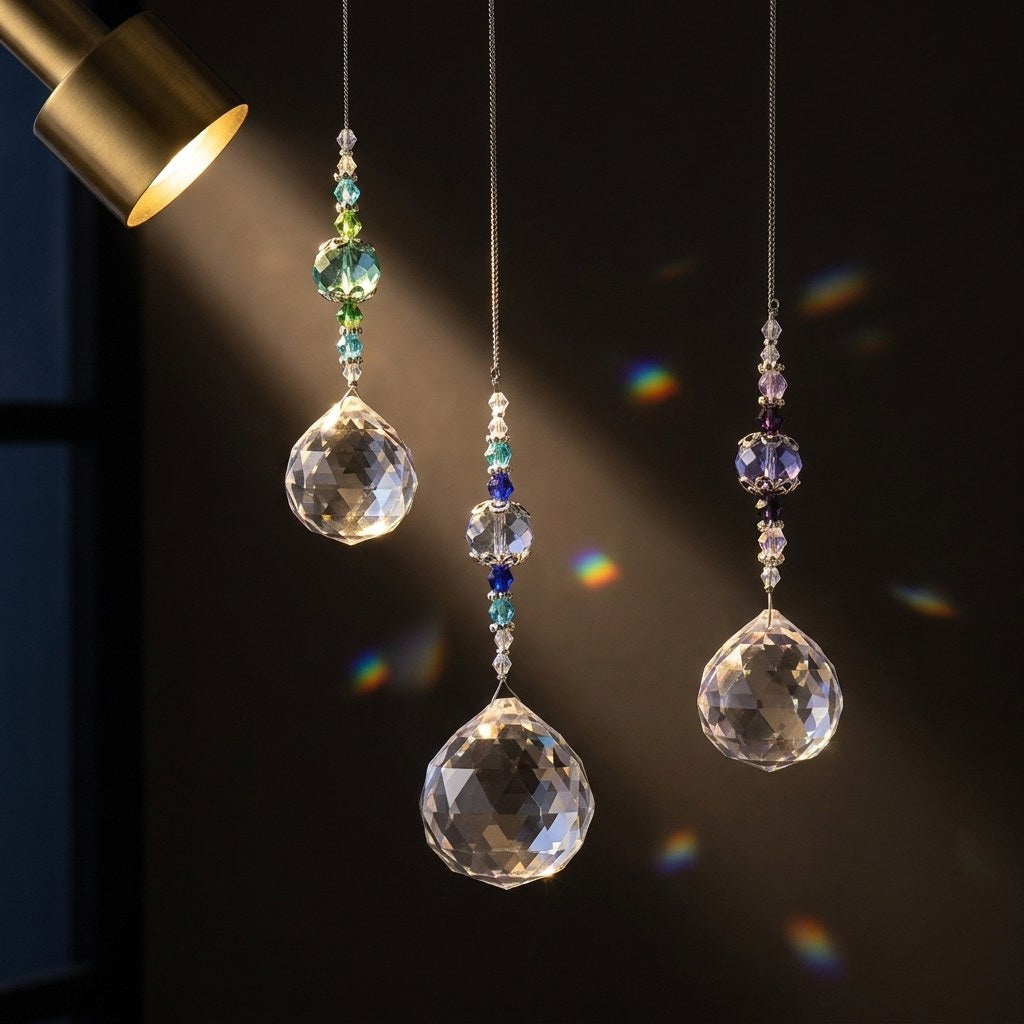 Lot de 3 attrape-soleil en cristal – 32 à 33 cm