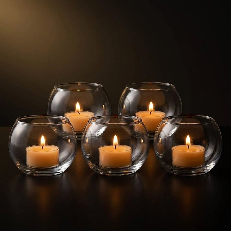 Photophores boule en verre – lot de 6 ou 12