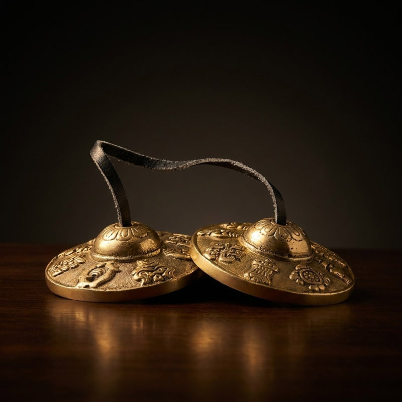 Tingsha, cymbales tibétaines en laiton – la paire